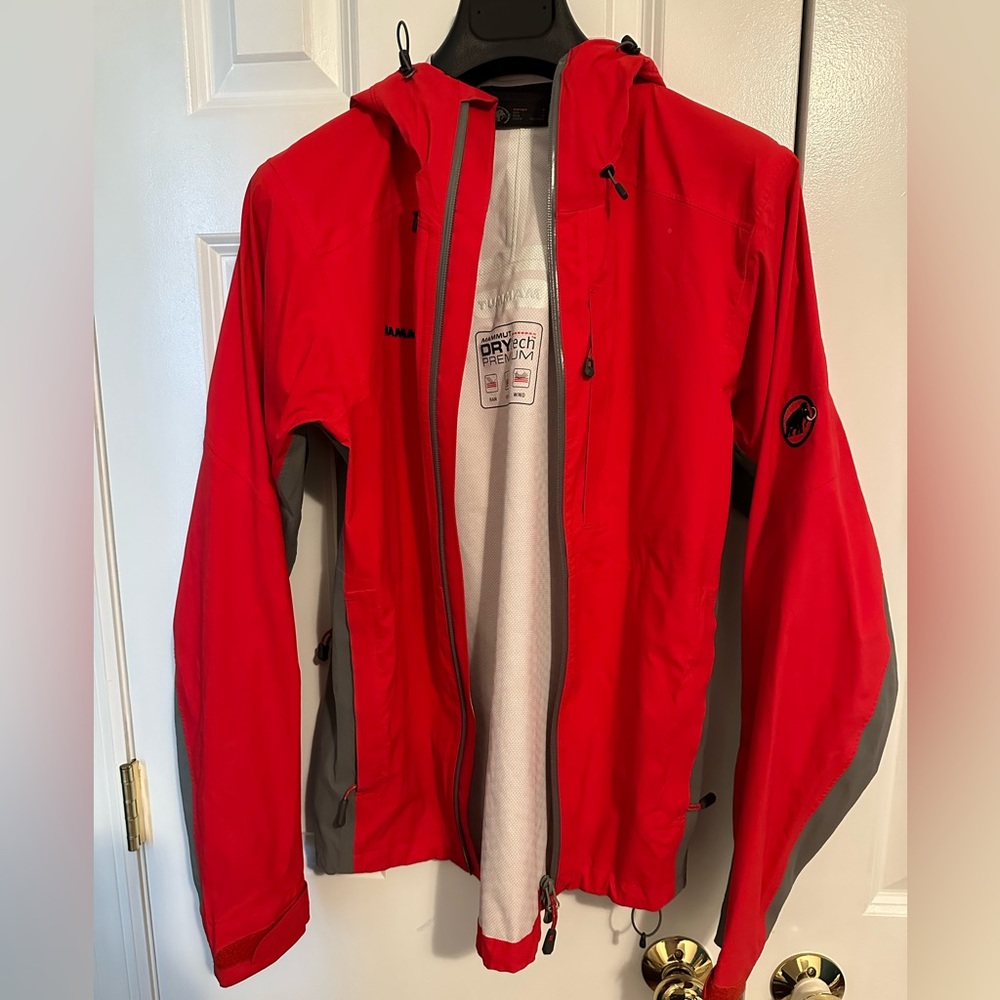Mammut red rain jacket size small